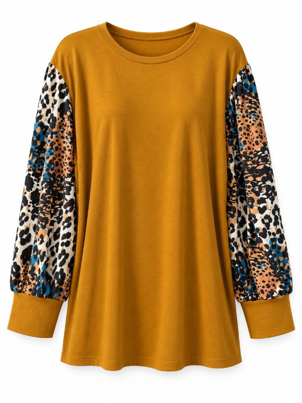 Mixed Animal Print Sleeve Top